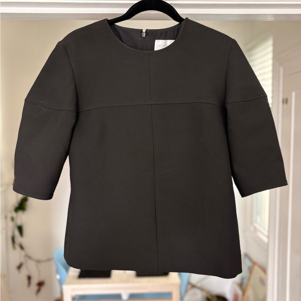 Victoria Beckham Puff Sleeve Black Blouse